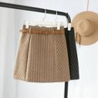 Striped A-line Mini Skirt With Belt