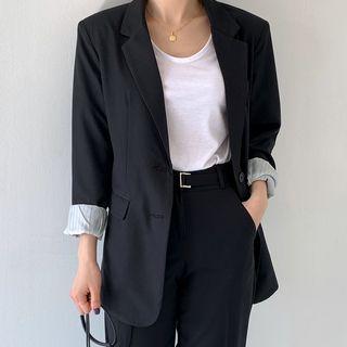 Single-breasted Pinstripe Blazer Black - One Size