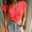 Half-placket Cropped Top