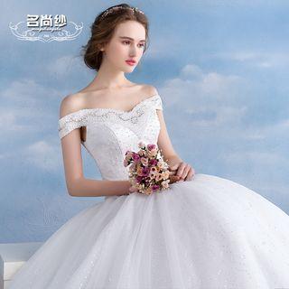 Lace Embroidered Ball Gown Wedding Dress