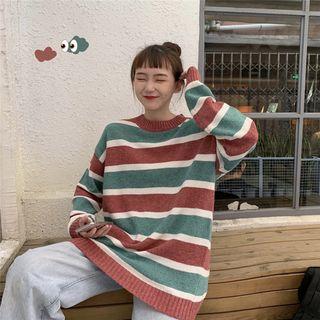 Contrast Striped Long-sleeve Sweater