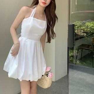 Halter Ribbon A-line Dress