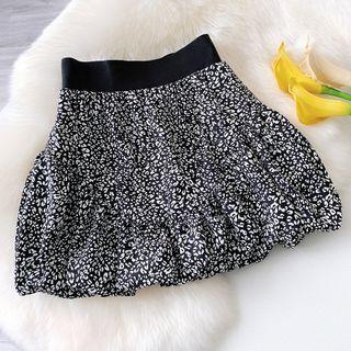 Leopard Print Mini A-line Skirt Black - One Size