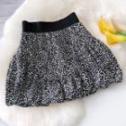 Leopard Print Mini A-line Skirt Black - One Size