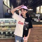 Ring Detail Contrast Panel Short-sleeve T-shirt