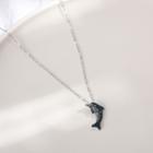925 Sterling Silver Dolphin Pendant Necklace Dark Blue Dolphin - Silver - One Size