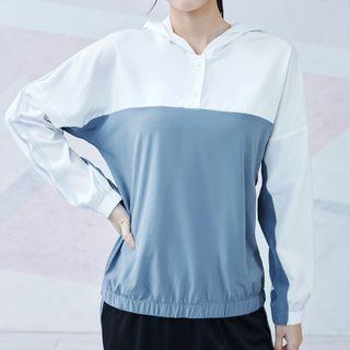 Two-tone Henley Sports Hoodie