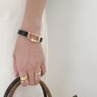 Metal-accent Faux-leather Bracelet Gold - One Size