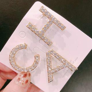 Lettering Zircon Brooch  - Three Letters