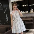 Floral Cap-sleeve A-line Qipao
