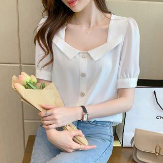 Short-sleeve Puff-sleeve Chiffon Shirt
