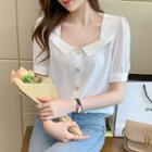Short-sleeve Puff-sleeve Chiffon Shirt