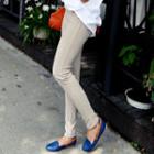 Band-waist Slim-fit Pants