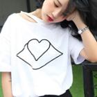 Cutout Embroidered Short-sleeve T-shirt