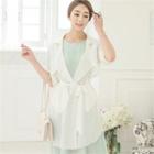 Tab-sleeve Chiffon Jacket With Sash