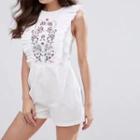 Ruffled Embroidered Playsuit