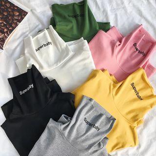 Letter Turtleneck Long-sleeve T-shirt