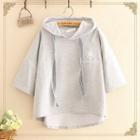 Sun Embroidered Short-sleeve Hoodie
