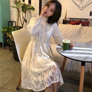 Long-sleeve Lace Top / A-line Dress