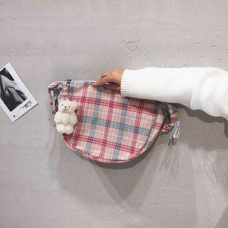 Plaid Zip Crossbody Bag / Bag Charm