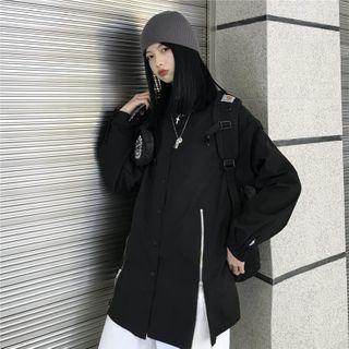 Zip-up Shirt Black - One Size