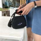 Embroidered Canvas Crossbody Bag Black - One Size
