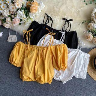 Zip Detail Cold-shoulder Blouse