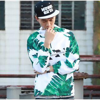 Leaf Print Half Zip Hoodie