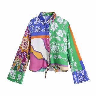 Paisley Print Color Block Shirt