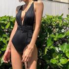 Tie-waist Open-back Swimsuit