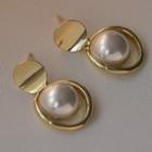 Faux Pearl Alloy Dangle Earring A893 - 1 Pair - Gold - One Size