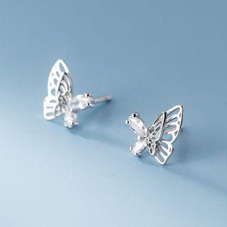 Butterfly Rhinestone Sterling Silver Earring