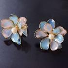 Wedding Flower Faux Pearl Earring 1 Pair - Clip-on Earrings - Blue - One Size