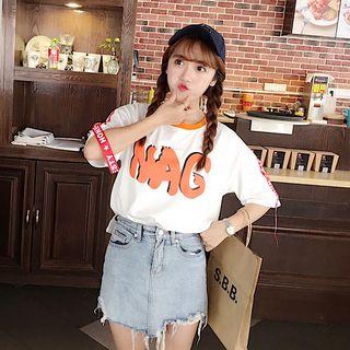 Short-sleeve Lettering Strap T-shirt