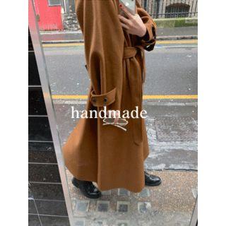 Single-breasted Wool Blend Coat With Sash One Size