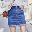 Inset Shorts Denim H-line Miniskirt