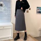 Plain High-waist Slit A-line Midi Skirt (various Designs)