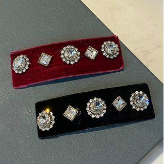 Retro Embellished Velvet Hair Clip