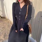 V-neck Shirtdress Black - One Size