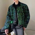 Sequined Cropped Zip-up Jacket