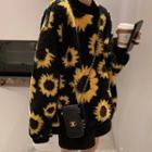 Sunflower Print Sweater Black - One Size