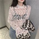 Lace Long-sleeve Top / Houndstooth Sweater