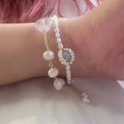Set Of 2: Faux Pearl Bracelet (assorted Designs) 0744a - White - One Size