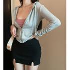 Camisole Top / Hooded Cropped Jacket / Mini Pencil Skirt