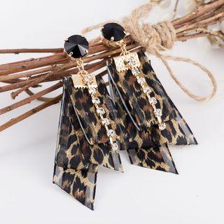 Leopard Print Mesh Dangle Earring As Shown In Figure - One Size