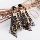 Leopard Print Mesh Dangle Earring As Shown In Figure - One Size