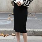 Knit Pencil Skirt Black - One Size