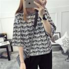 Patterned 3/4 Sleeve Sweater