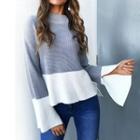 Two Tone Slit-sleeve Sweater
