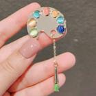 Color Palette Faux Cat Eye Stone Alloy Brooch Ly681 - Silver - One Size